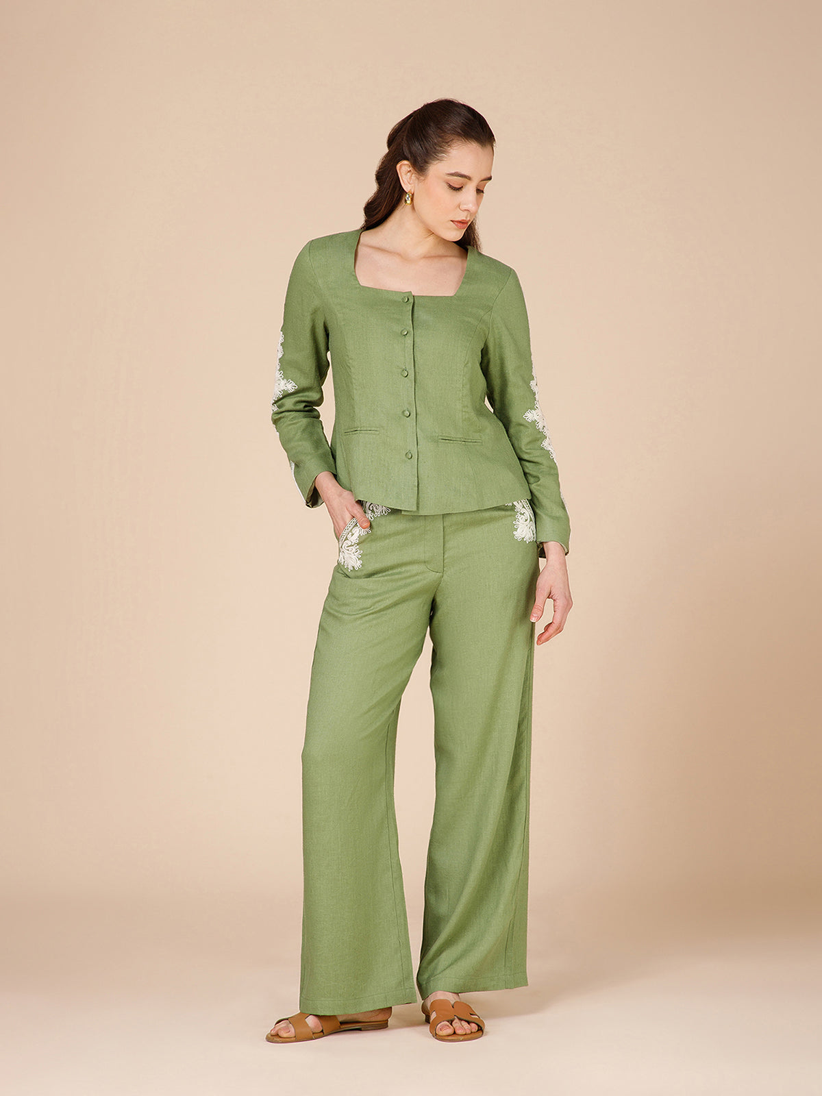B77 – Green Embroidered Top – B77 Sustainable Fashion