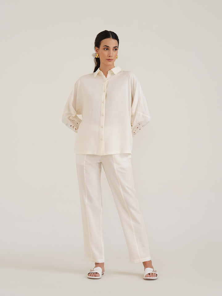 EVANIA - Stylish Viscose Linen Pants with Embroidery