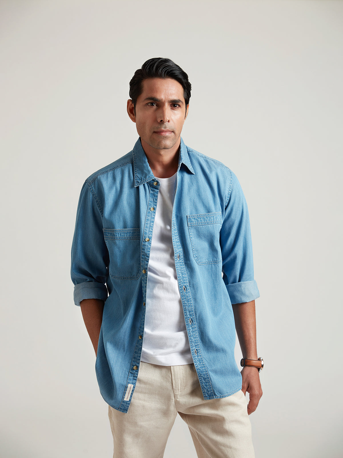 ADMUND - Men's Eco-Friendly Semi-Formal Denim Shirt image 1
