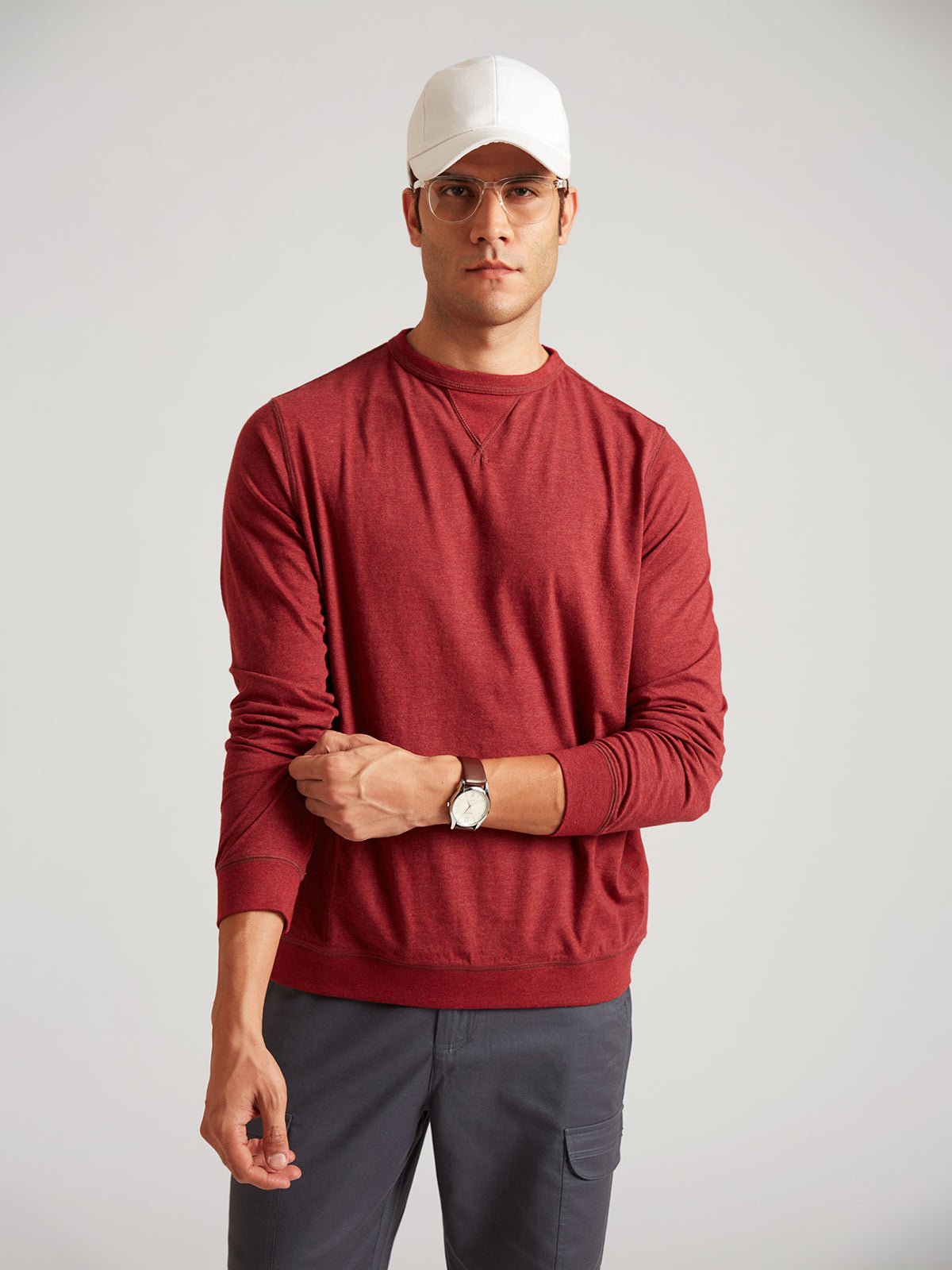 KENDRY - Men’s Premium Maroon Full Sleeves Cotton Sweatshirt