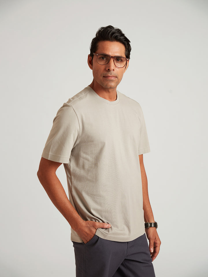 AVALON - Round Collar Organic Cotton T Shirt