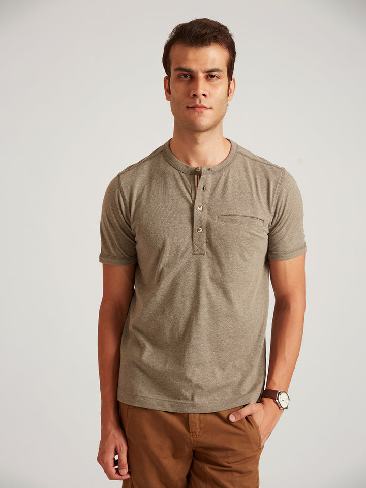 NELLIE - Classic Button Down Round Collar T Shirt