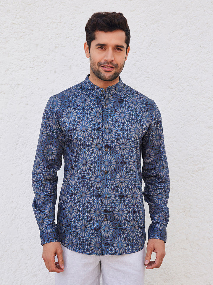 MURAT - Printed Round Neck Organic Cotton Shirt