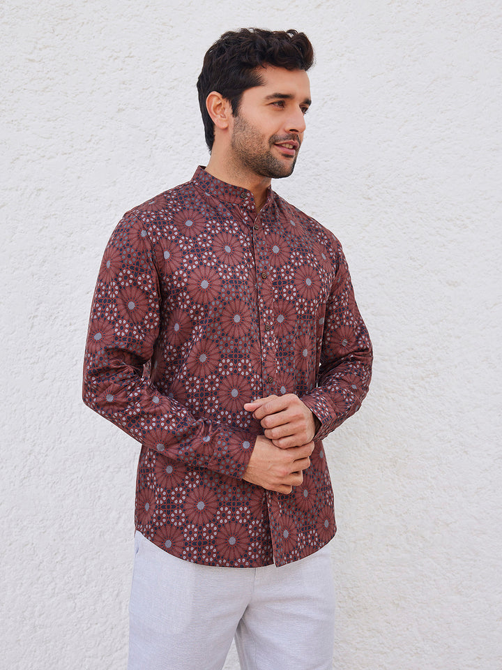 MURAT - Printed Round Neck Organic Cotton Shirt