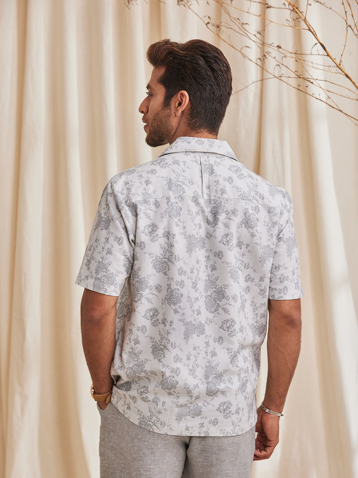 CEDAR - Casual Printed Cuban Collar Organic Cotton Shirt