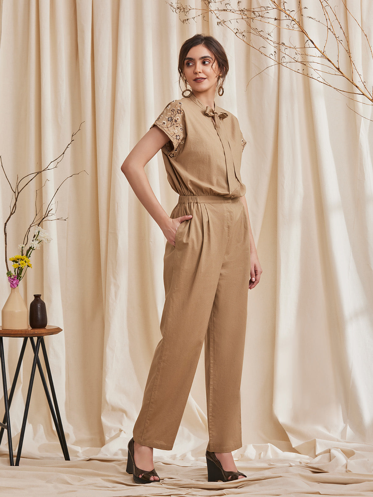 AZALEA - Organic Cotton Jumpsuit with Embroidery