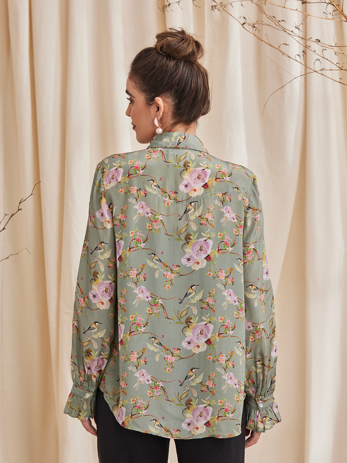 ALYSSA - Floral Printed Viscose Crepe Shirt image 3