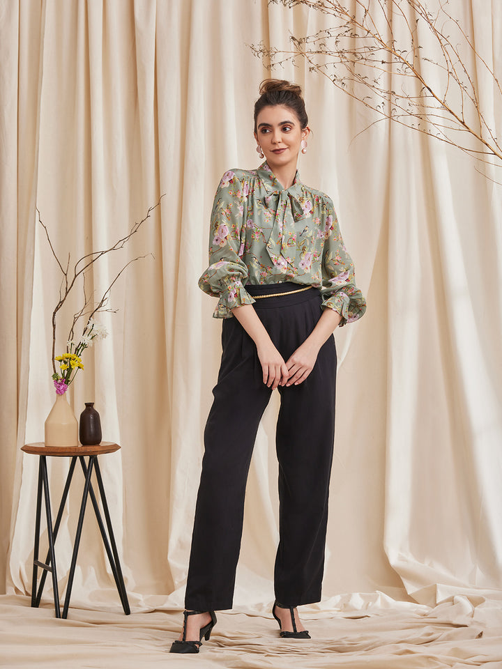 ALYSSA - Floral Printed Viscose Crepe Shirt