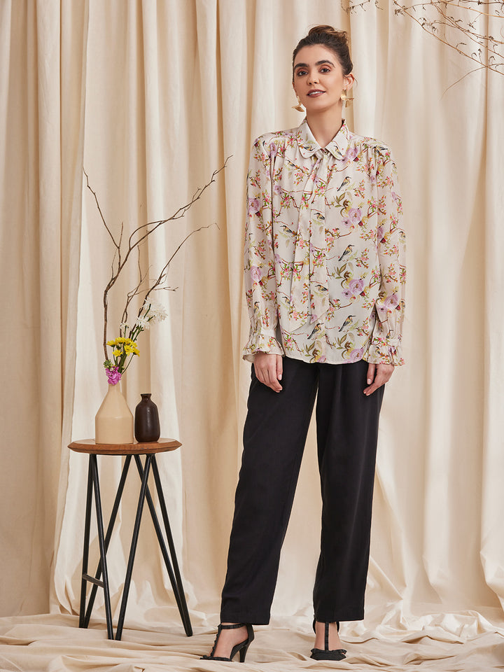 ALYSSA - Floral Printed Viscose Crepe Shirt