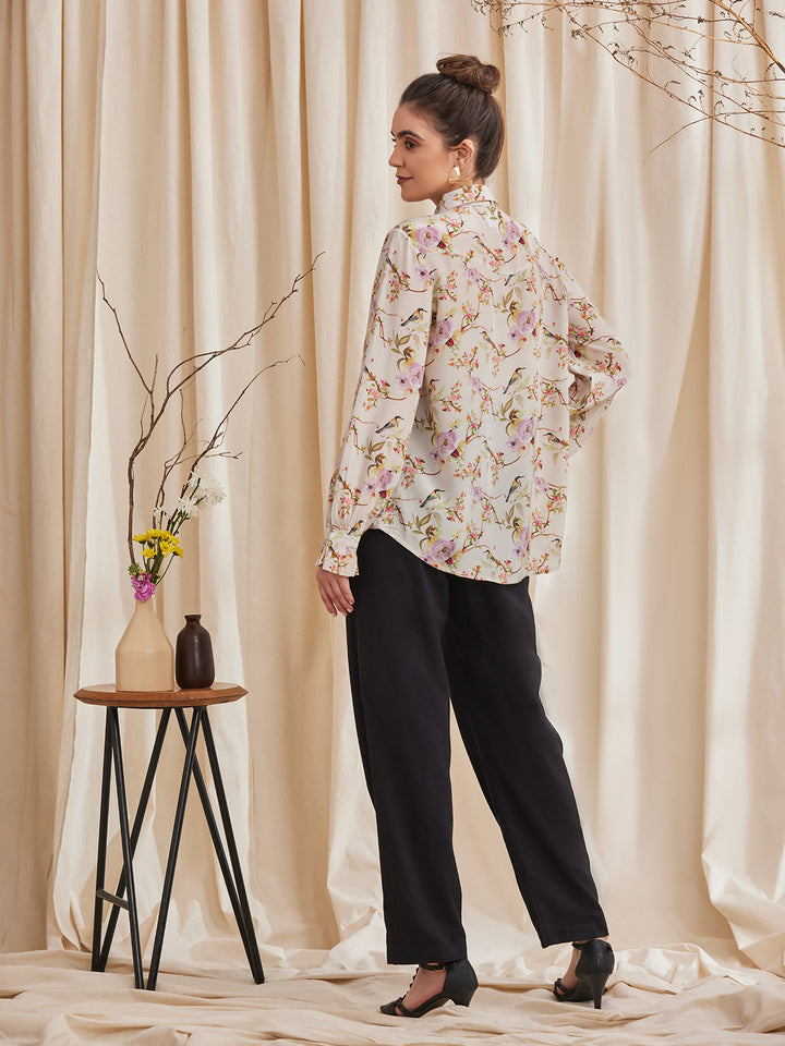 ALYSSA - Floral Printed Viscose Crepe Shirt