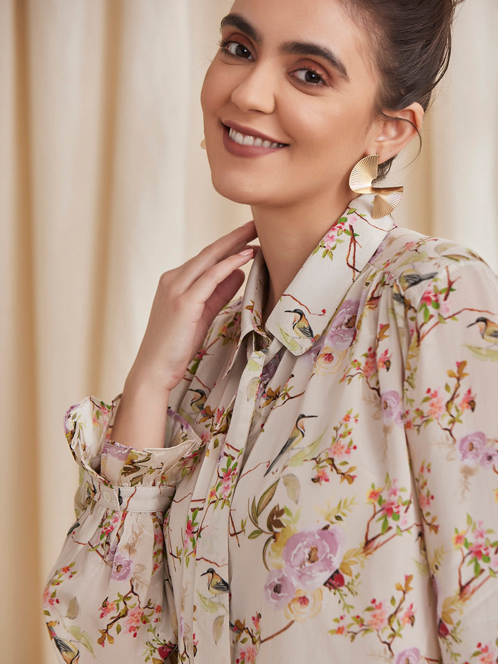 ALYSSA - Floral Printed Viscose Crepe Shirt