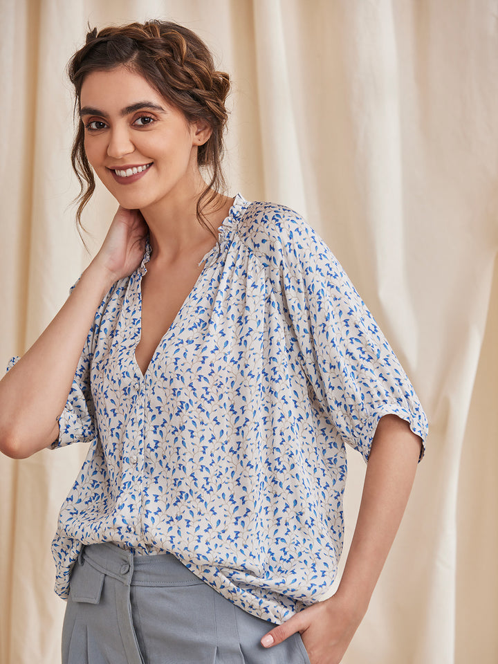 LIVIA - Formal Printed Viscose modal satin Shirt