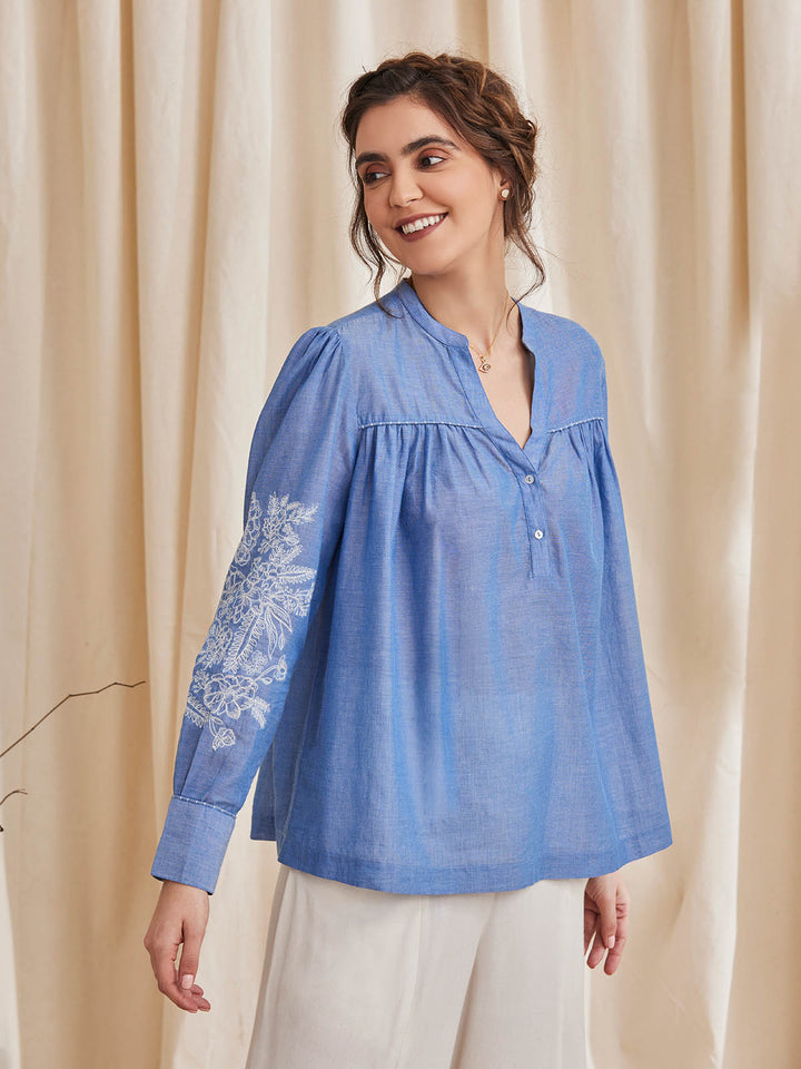 CELINE - Embroidered Organic Cotton Top