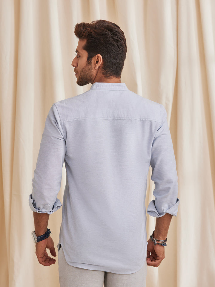 AARON- Organic Cotton Band Collar Shirt