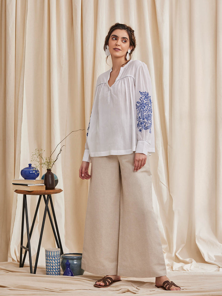 CELINE - Embroidered Organic Cotton Top