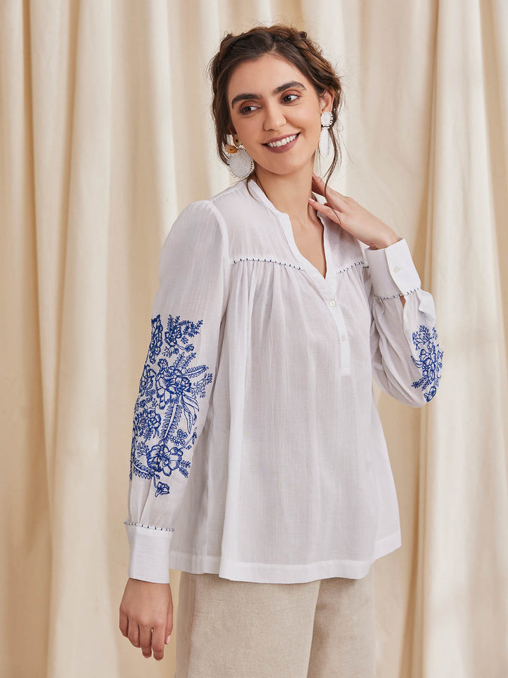 CELINE - Embroidered Organic Cotton Top