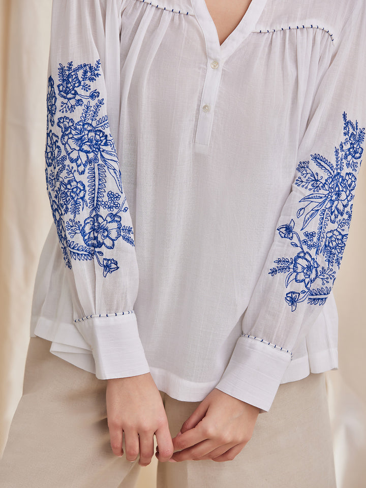 CELINE - Embroidered Organic Cotton Top