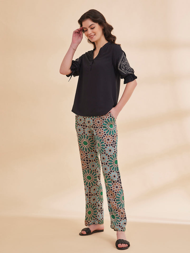 SAHAR - Organic Bamboo Motif Embroidered Top