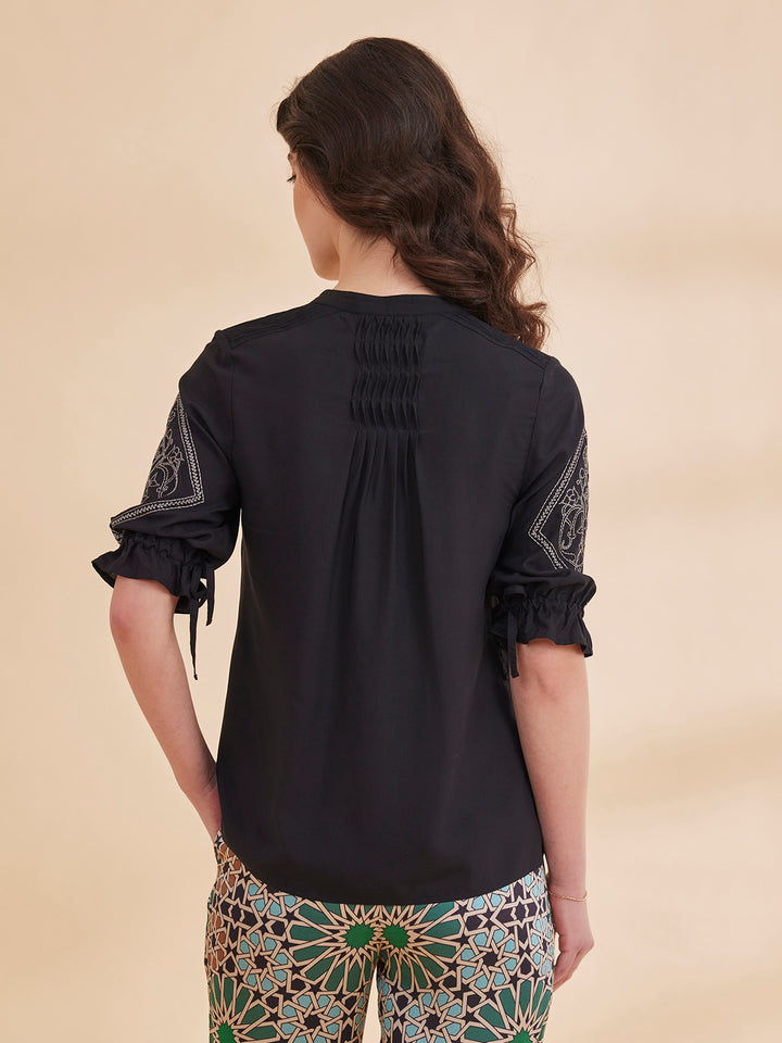 SAHAR - Organic Bamboo Motif Embroidered Top