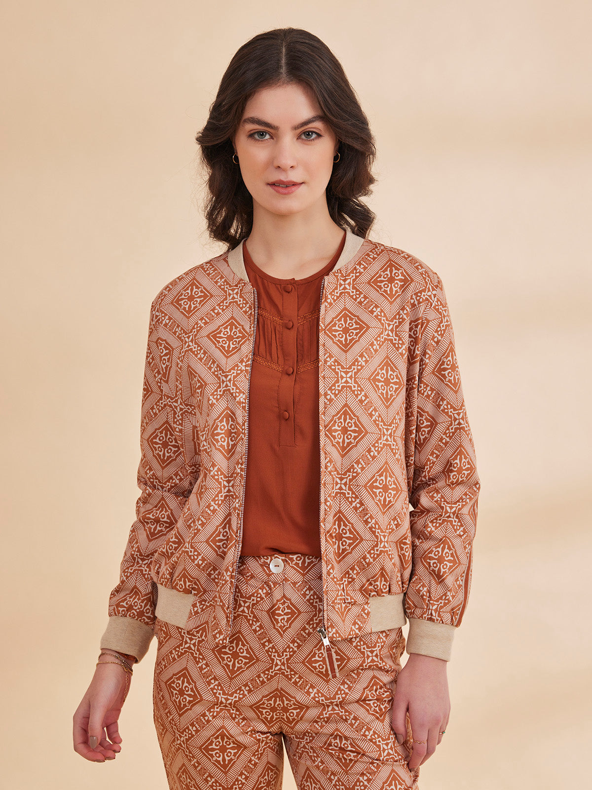 AZRA - Printed Bomber Organic Cotton Jacket