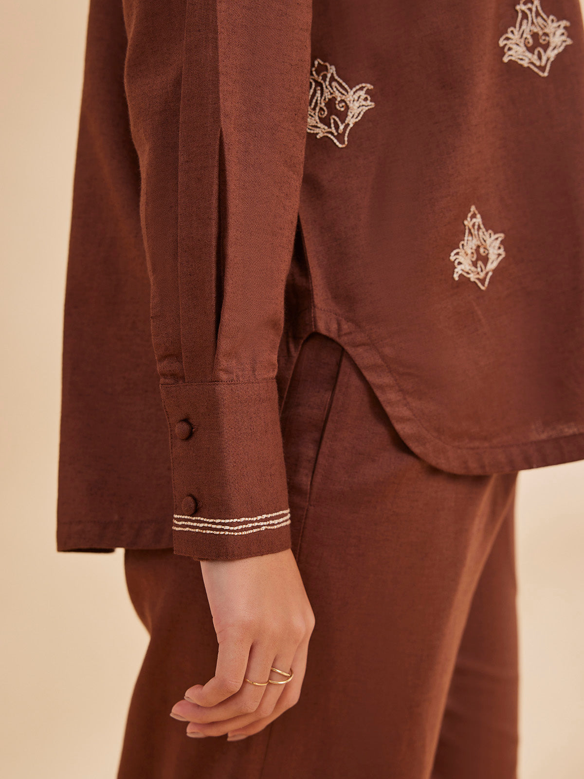 ALLARA - Motif Embroidered Linen Shirt image 5