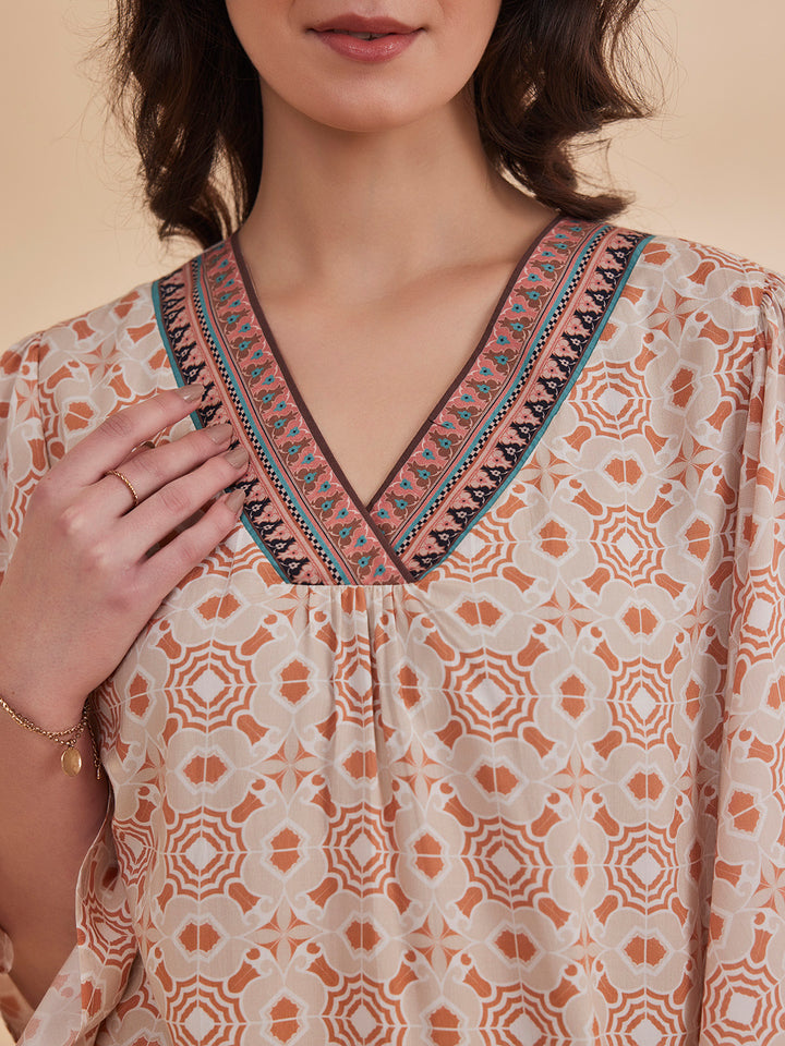 NADIA - Organic Bamboo Printed Kaftan Top