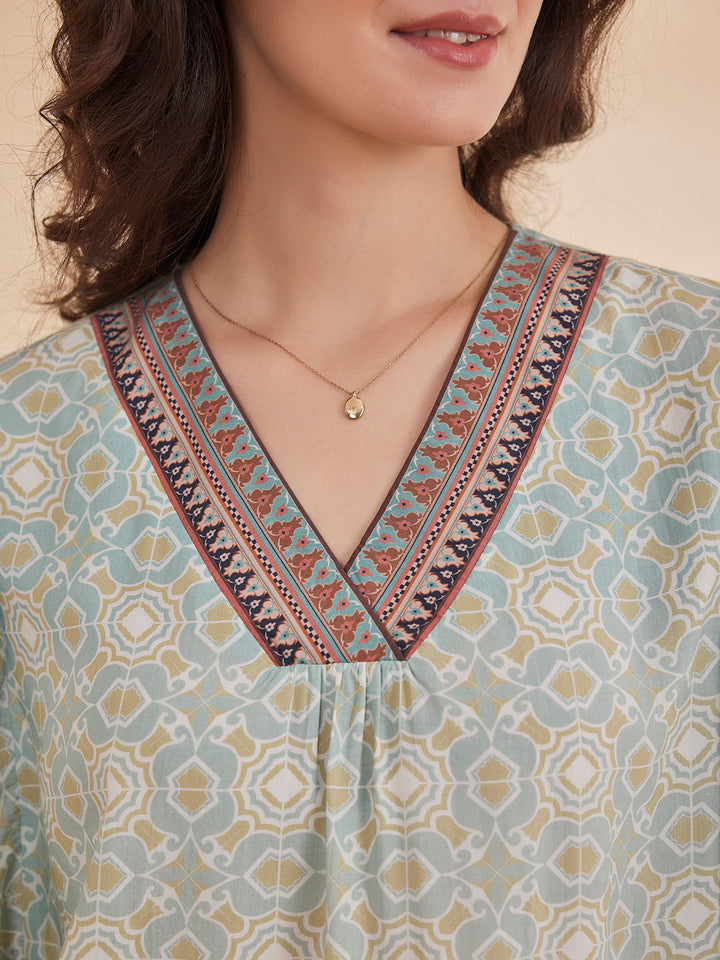 NADIA - Organic Bamboo Printed Kaftan Top