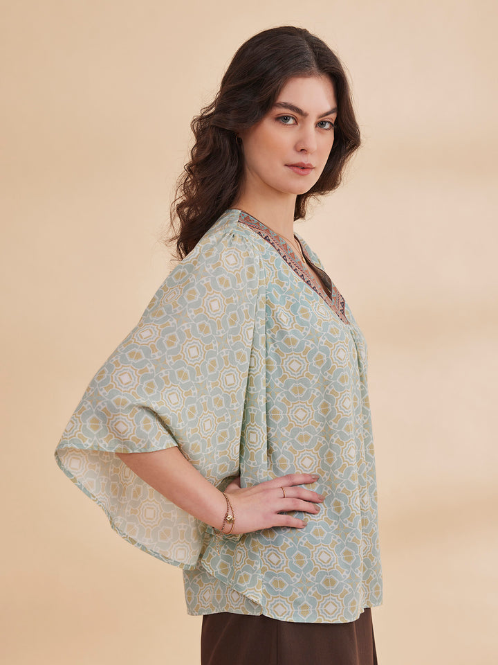 NADIA - Organic Bamboo Printed Kaftan Top