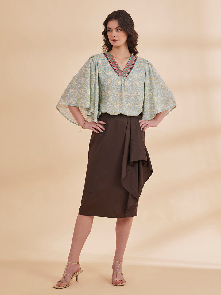 NADIA - Organic Bamboo Printed Kaftan Top