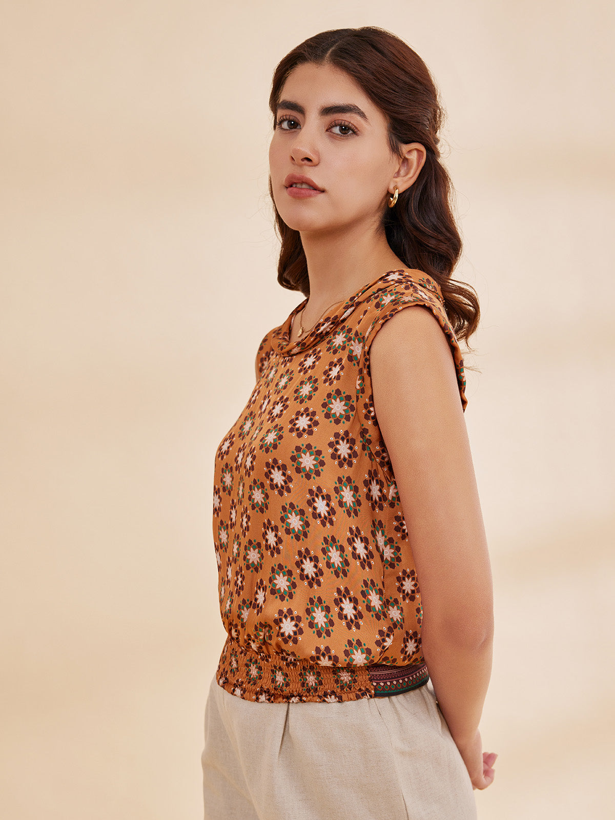 AIZZAH - Printed Modal Satin Tank Top with Belt image 3