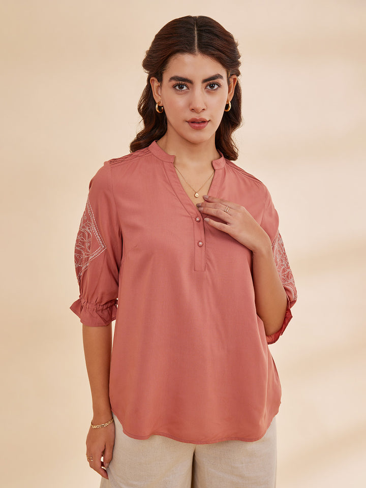 SAHAR - Organic Bamboo Motif Embroidered Top