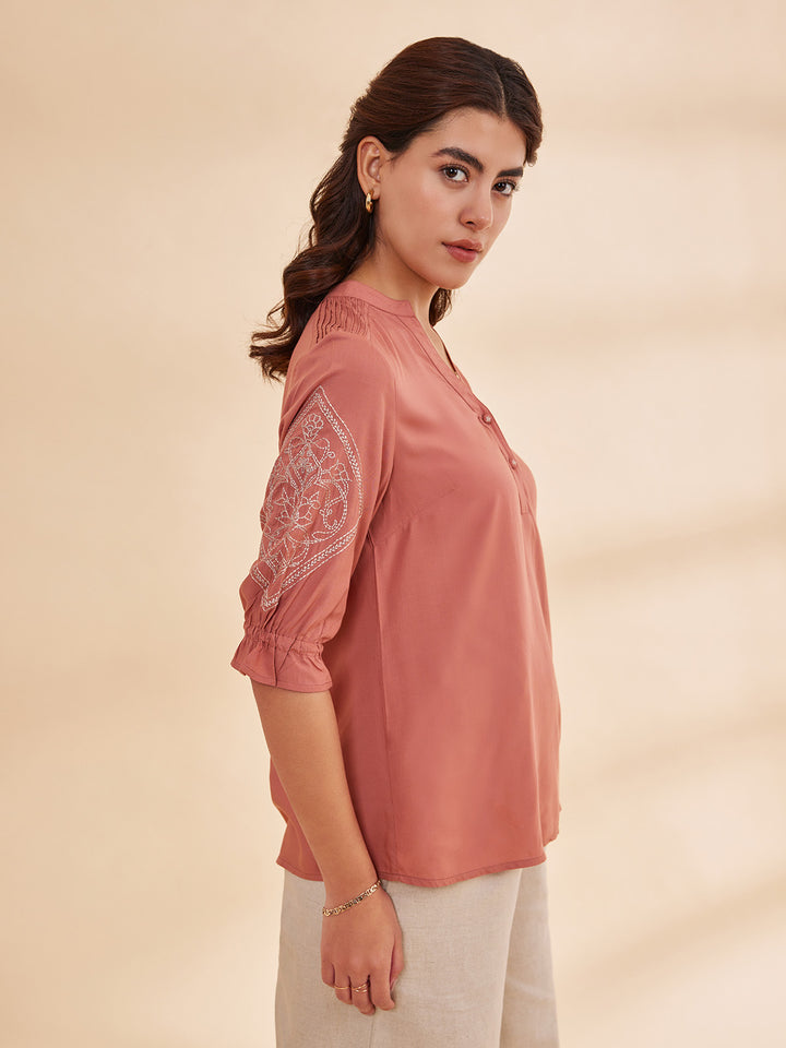 SAHAR - Organic Bamboo Motif Embroidered Top