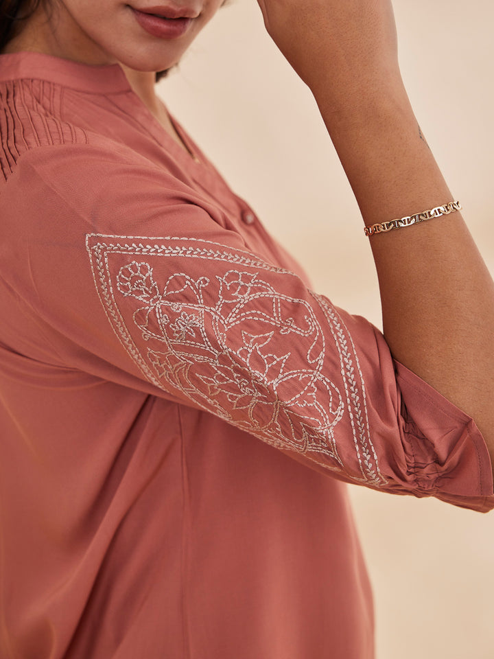 SAHAR - Organic Bamboo Motif Embroidered Top