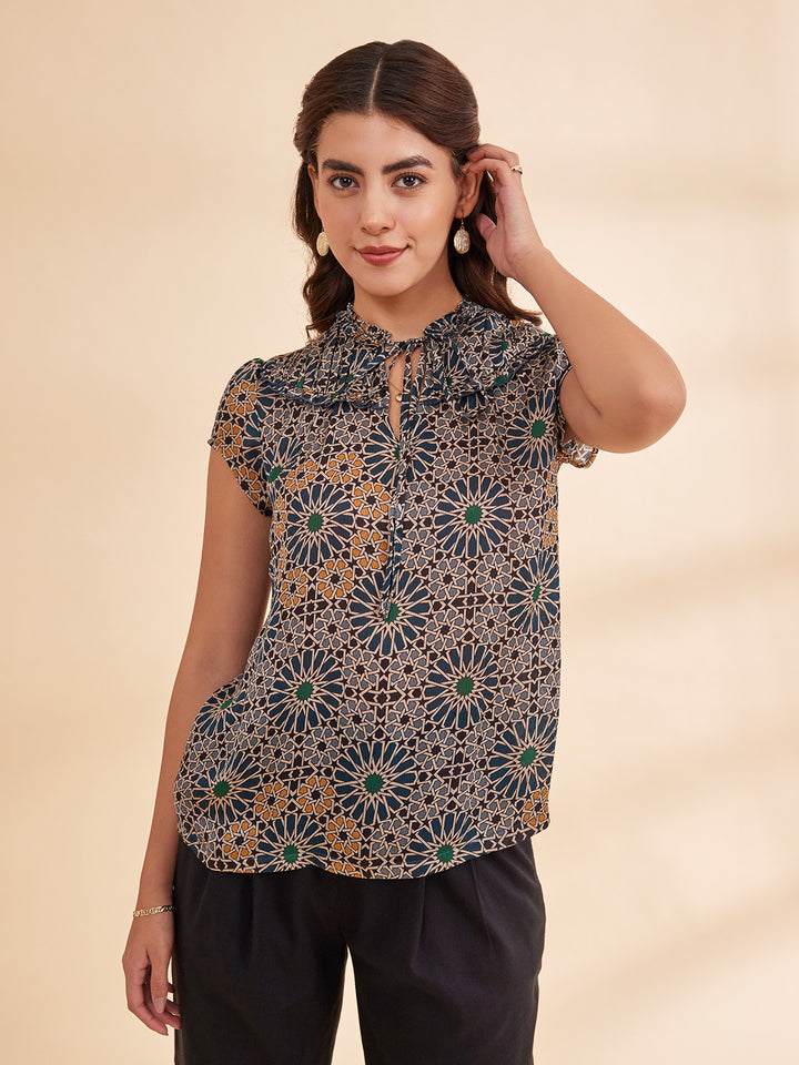 NORAH - Printed Bemberg Satin Chiffon Top