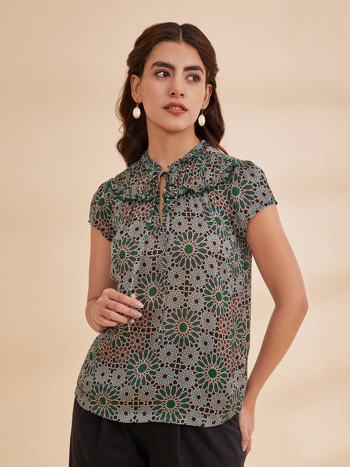 NORAH - Printed Bemberg Satin Chiffon Top