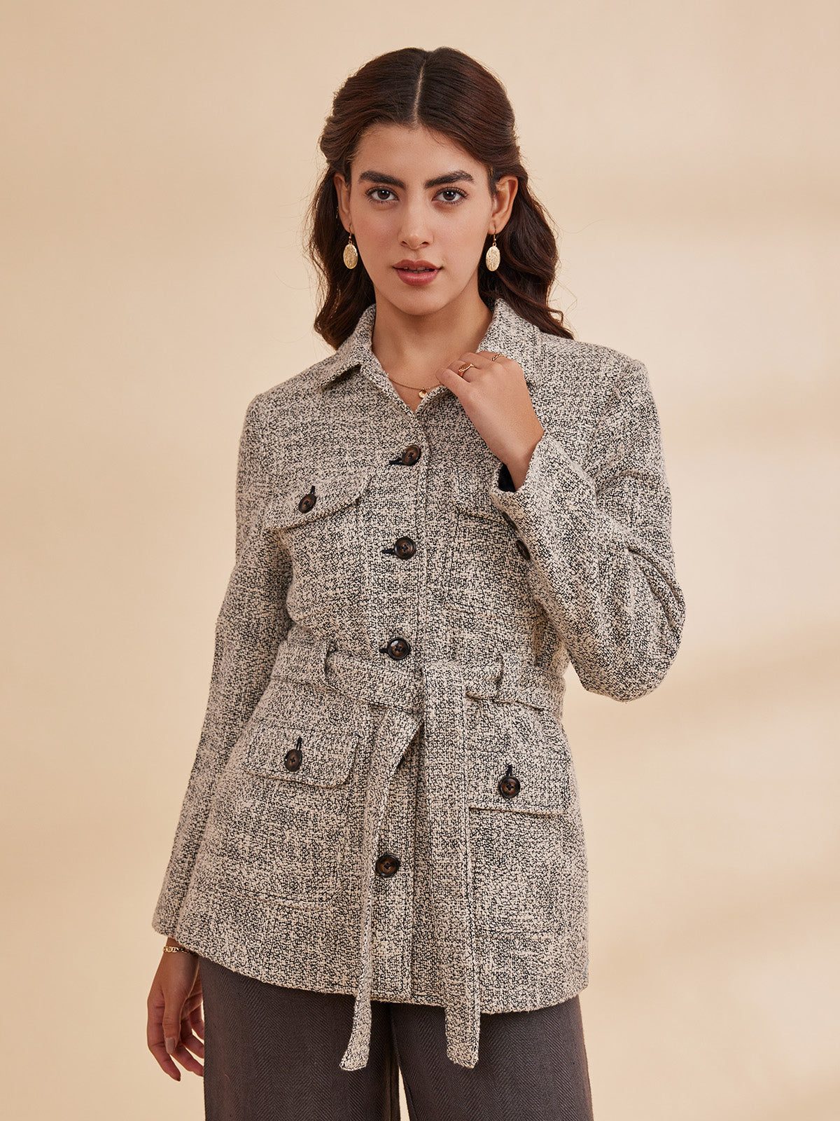 DENIZE - Organic Cotton Tweed Jacket with Collar