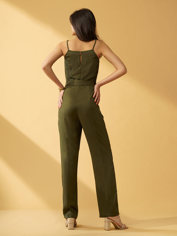 ANNA - Stylish Cotton Tencel Jumpsuit With Belt