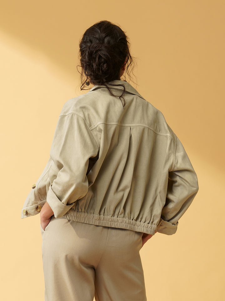 ISABELA - Stylish Cotton Twill Bomber Jacket