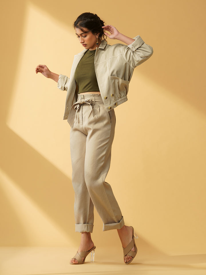 ISABELA - Stylish Cotton Twill Bomber Jacket