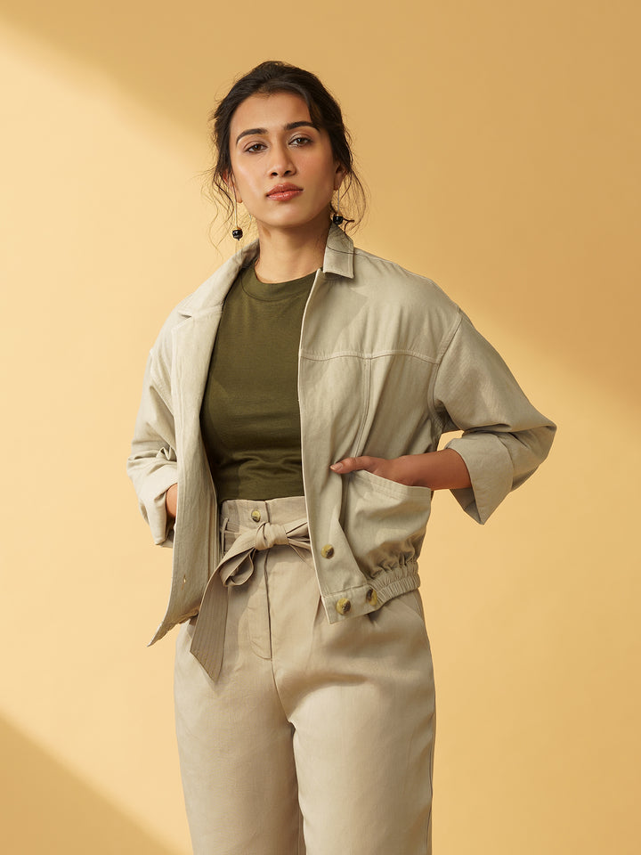 ISABELA - Stylish Cotton Twill Bomber Jacket