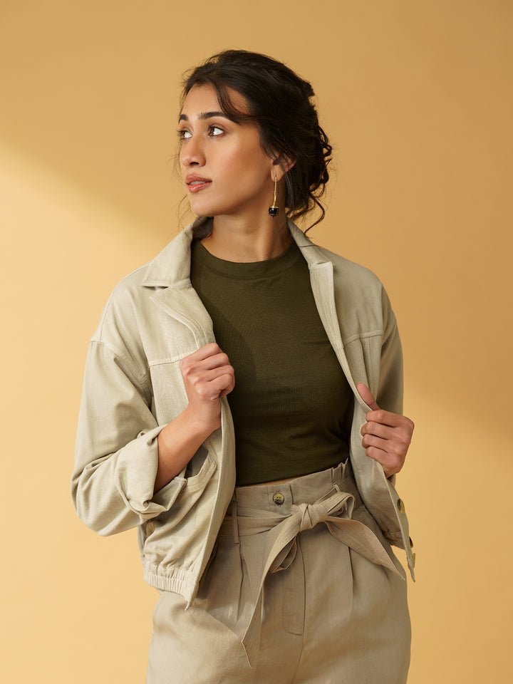 ISABELA - Stylish Cotton Twill Bomber Jacket