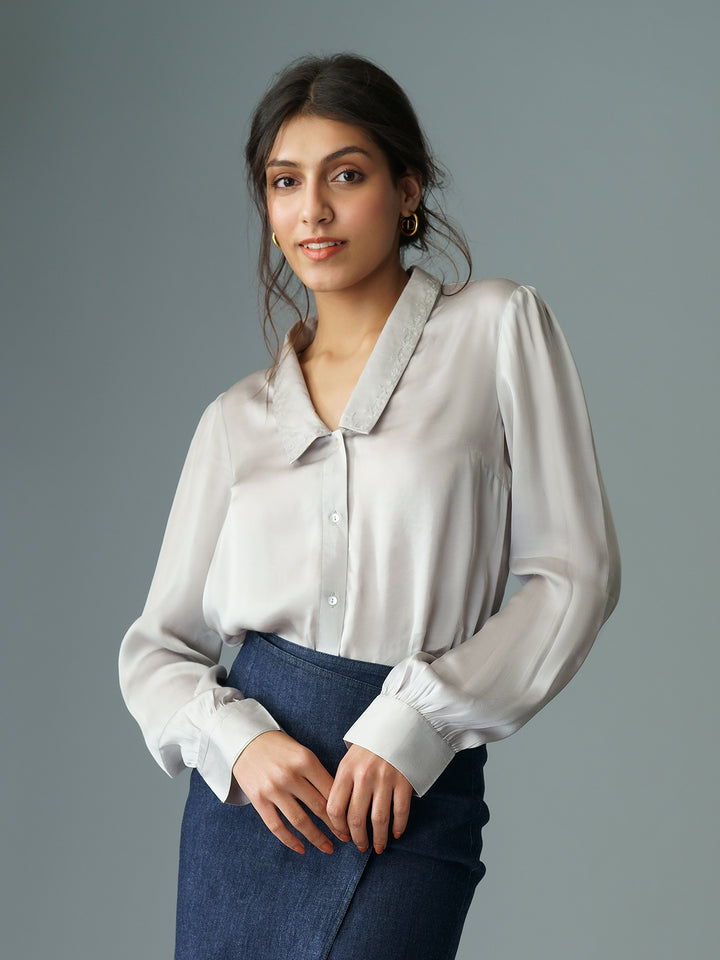 MAYOMI - Casual Viscose Satin Shirt