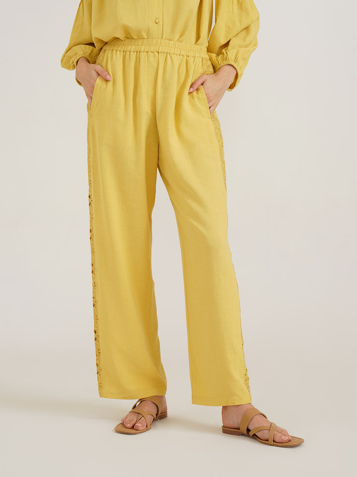 CHESSA - Viscose Linen Semi Formal Straight Pants