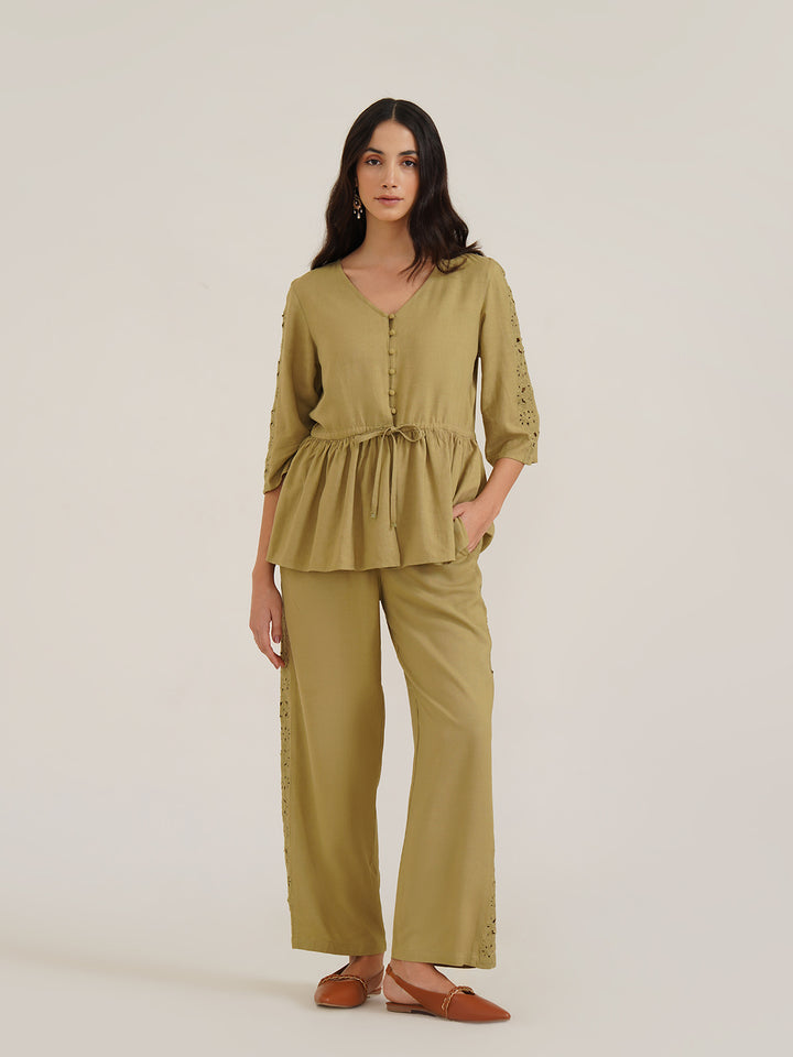 CHESSA - Viscose Linen Semi Formal Straight Pants