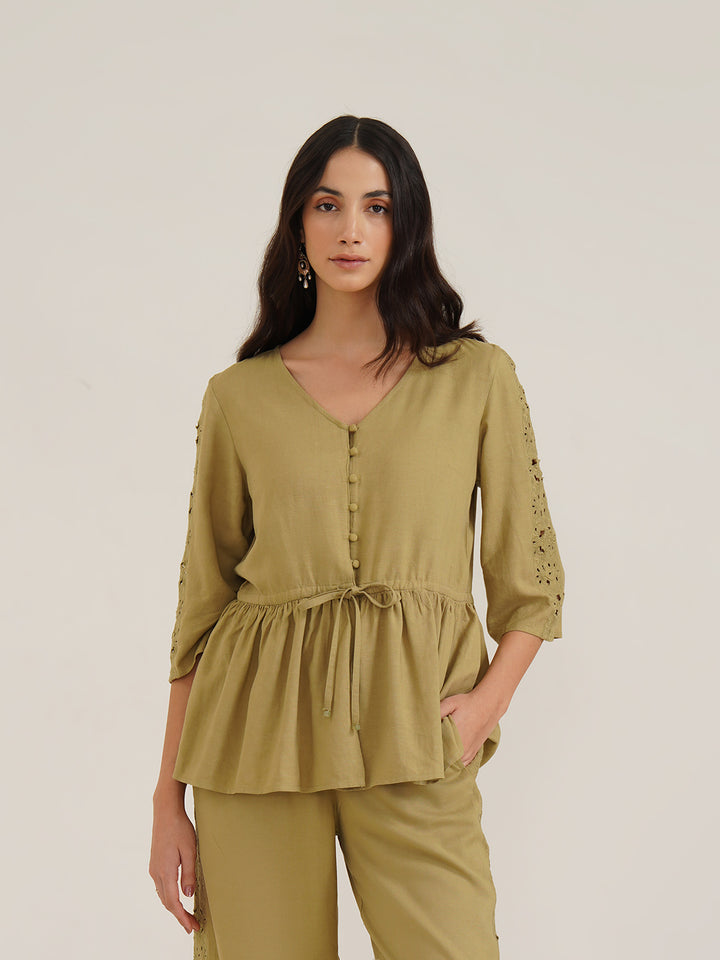 ARES – Linen Peplum Top