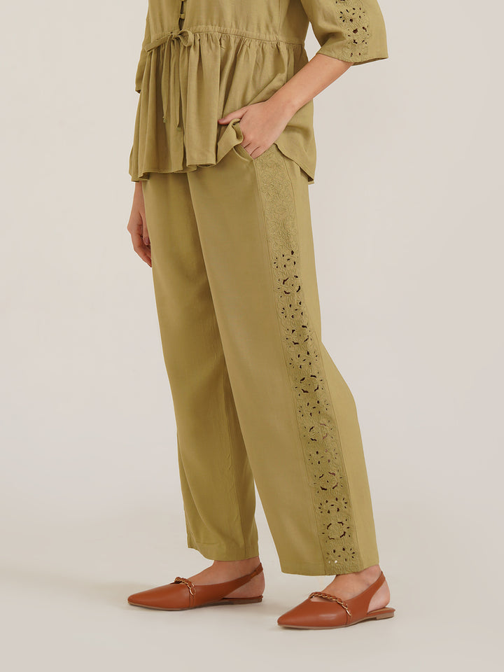 CHESSA - Viscose Linen Semi Formal Straight Pants