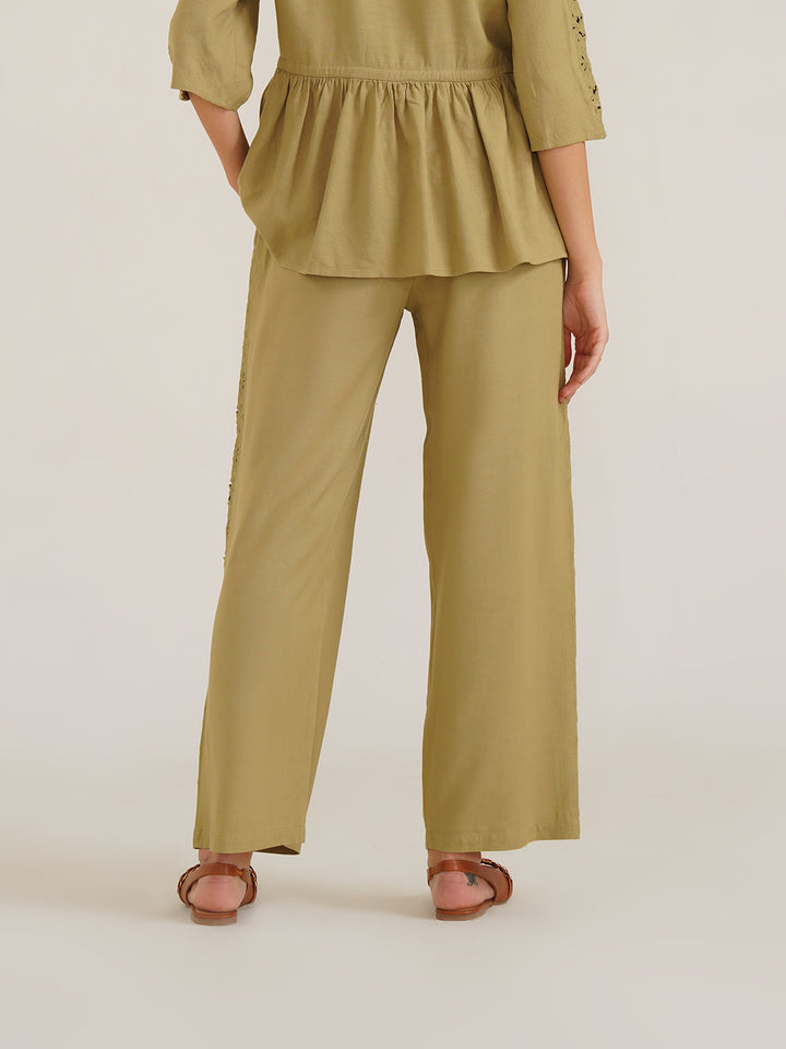 CHESSA - Viscose Linen Semi Formal Straight Pants