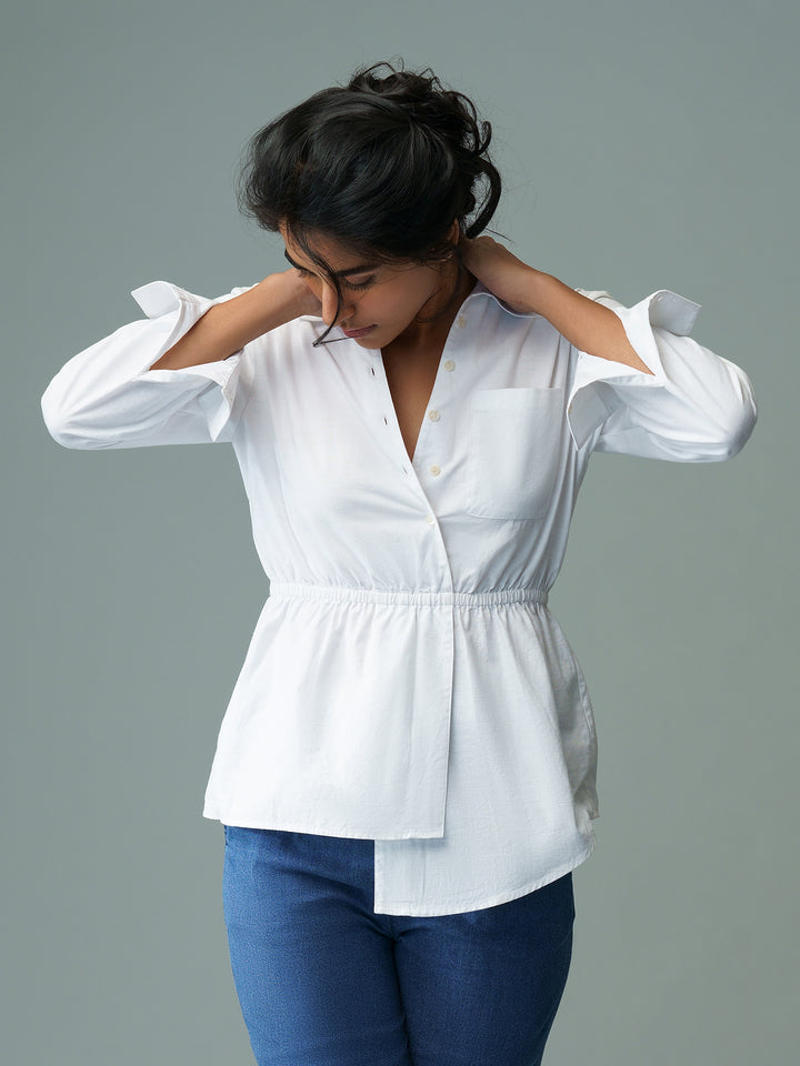 COSTA - Cotton Linen Asymmetrical Hem Shirt