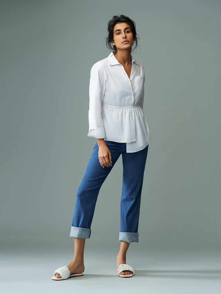 COSTA - Cotton Linen Asymmetrical Hem Shirt