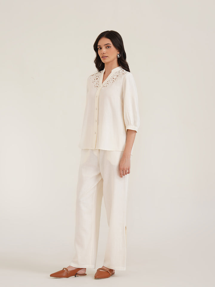 ATHENA – Band Collar Linen Shirt